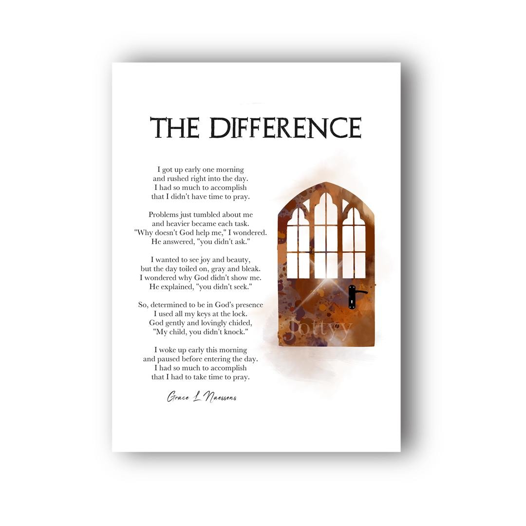 The Difference Poem ART PRINT Grace L Naessens, Christian, Religious ...