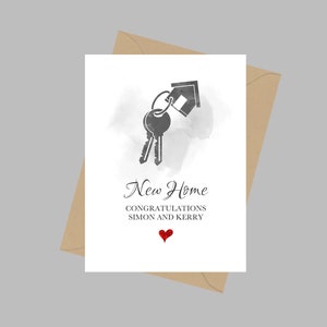 Félicitations pour la carte personnalisée de la nouvelle maison, carte de vœux A5, carte de pendaison de crémaillère, famille, ami, cadeau de carte de clés de maison