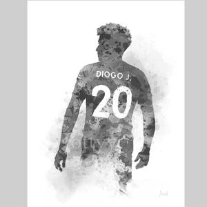 Diogo Jota ART PRINT Liverpool, Football, Sport, Gift, Wall Art, Home Decor, Bedroom, Office, Black and White