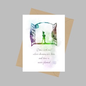 Peter Pan Quote, A5 wenskaart, Venster, Inspirerend, Cadeau
