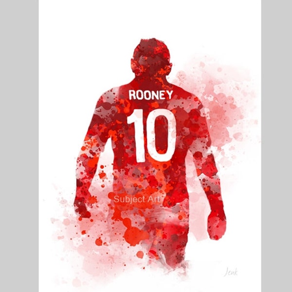 Wayne Rooney ART PRINT Manchester United, Legend, Football, Sport, Gift, Wall Art, Home Decor