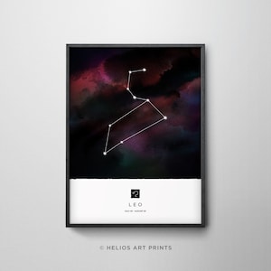 Leo Constellation Art Print, Star Sign Print, Horoscope Print, Zodiac Wall Art, Zodiac Print, Astrology Wall Art, Bedroom Wall Art