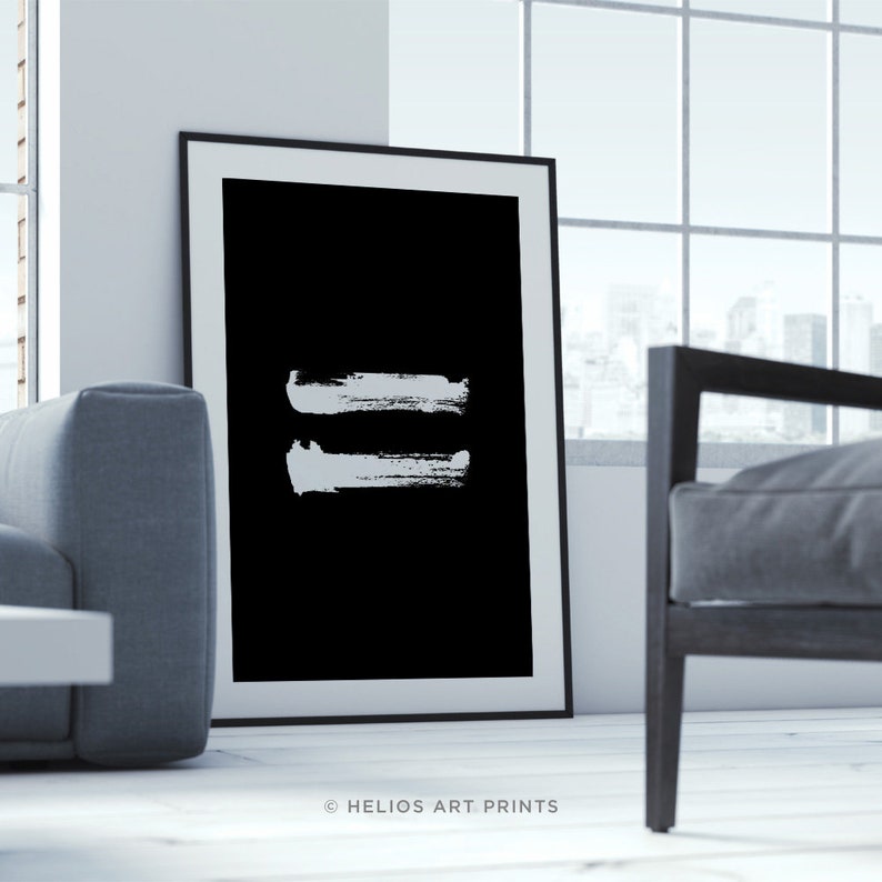 Equal Sign Minimalist Brushstroke Art Print. Modern Art White - Etsy UK