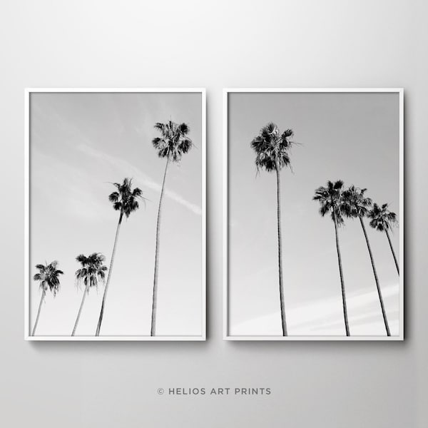 Black and White Palm Trees Wall Art Etsy