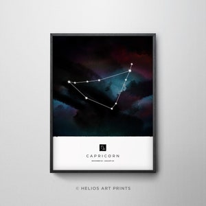 Capricorn Constellation Art Print, Star Sign Print, Horoscope Print, Zodiac Wall Art, Zodiac Print, Astrology Wall Art, Bedroom Wall Art