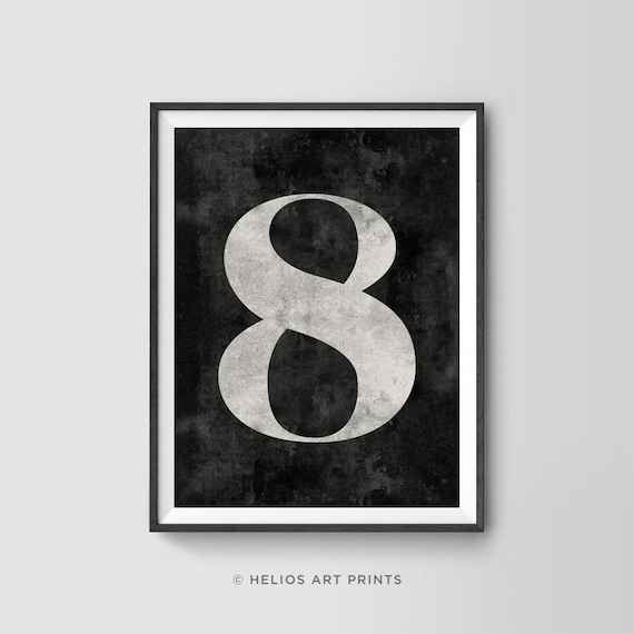 Number Eight Distressed Classic Typeface Numeral Character
