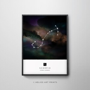 Scorpio Constellation Art Print, Star Sign Print, Horoscope Print, Zodiac Wall Art, Zodiac Print, Astrology Wall Art, Bedroom Wall Art
