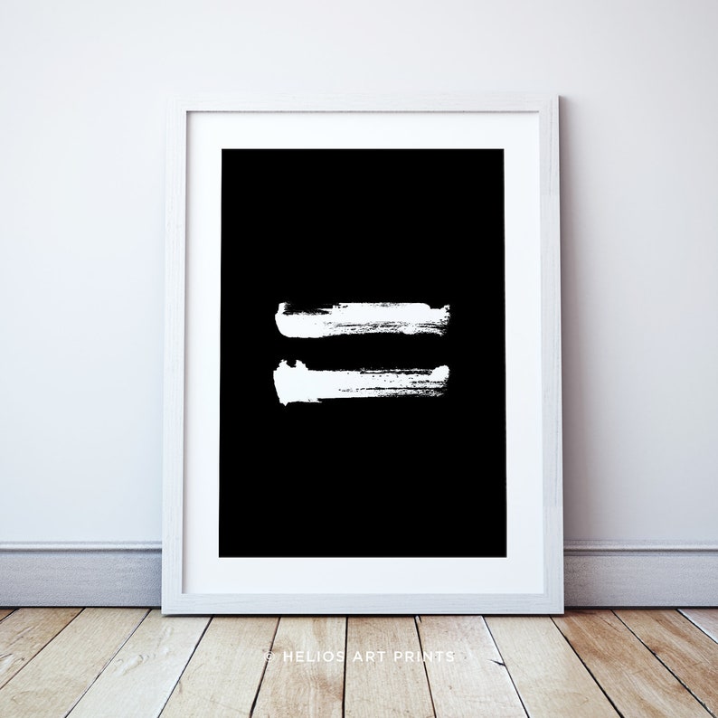 Equal Sign Minimalist Brushstroke Art Print. Modern Art White - Etsy UK