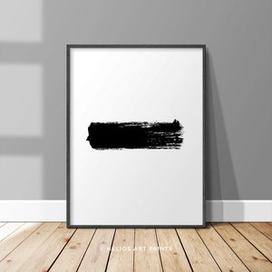 Subtract - Minus symbol minimalist brushstroke print. Modern black brush stroke subtraction sign on white. Downloadable, printable wall art