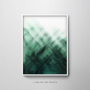 Modern abstract art print in green and black, Contemporary emerald coloured printable downloadable wall art, Green and black wall art