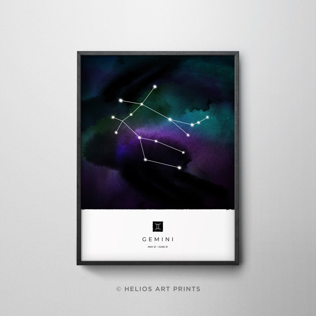 Gemini Constellation Art Print, Star Sign Print, Horoscope Print ...
