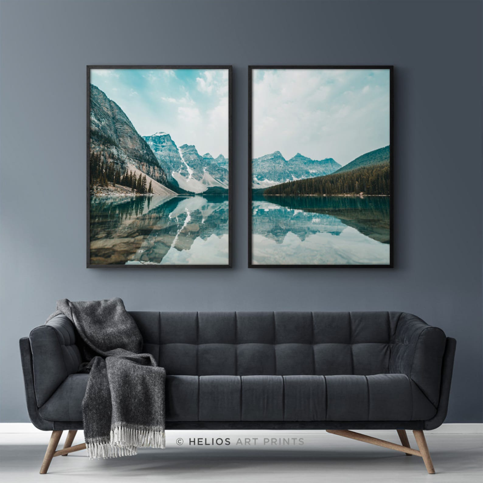 Set of Two Mountain With Lake Reflection Wall Art Prints. Set of 2 ...