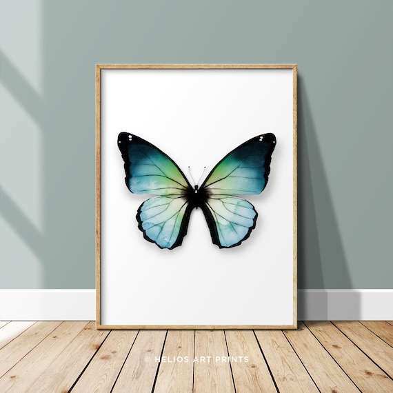 Papillon à l'aquarelle dans des tons bleu transparent -  Canada