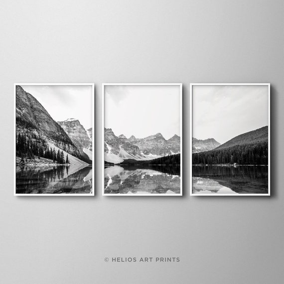 Set of 3 Black /& White Mountains Watercolour Art Print Posters A4 A3 A2 A1 Sizes