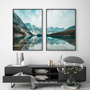 Set of Two Mountain With Lake Reflection Wall Art Prints. Set of 2 ...