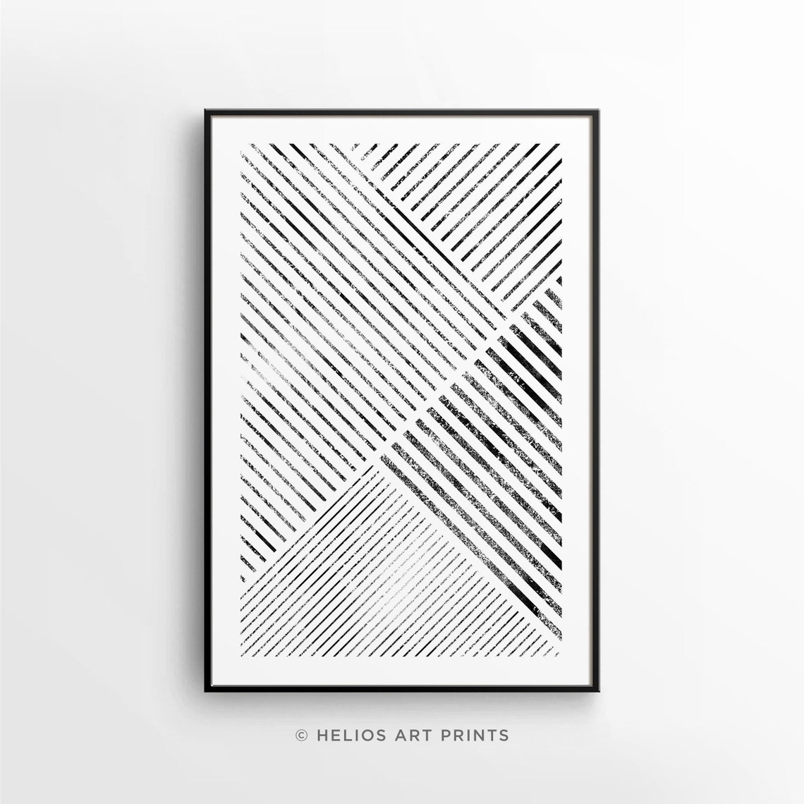 Abstract Geometric Art Print, Black and White Modern Minimalist ...