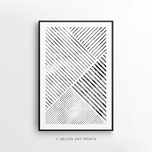 Abstract Geometric Art Print, Black And White Modern Minimalist Printable Wall Art, Scandi Style Downloadable Contemporary Print
