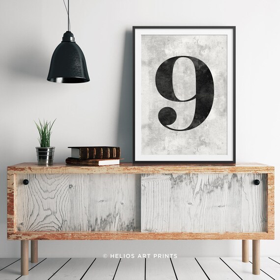 Classic #9 Art Print. Number Nine Distressed Classic Typeface
