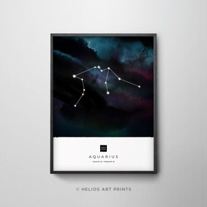 Aquarius Constellation Art Print, Star Sign Print, Horoscope Print, Zodiac Wall Art, Zodiac Print, Astrology Wall Art, Bedroom Wall Art