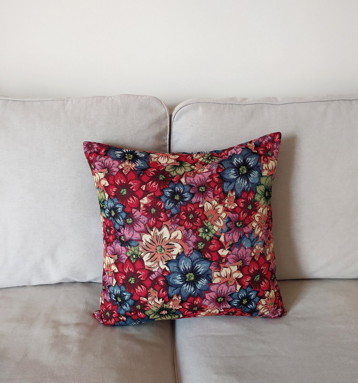 Tapestry Floral Throw Pillow Outdoor Patio Pillow Lumbar Etsy