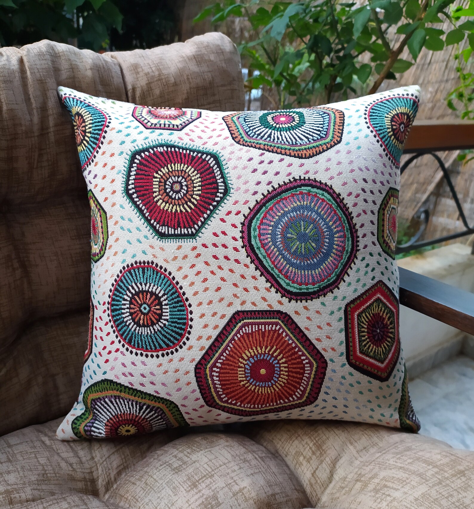 Beige Bohemian Cotton Cushion High Quality Heavyweight Woven Etsy