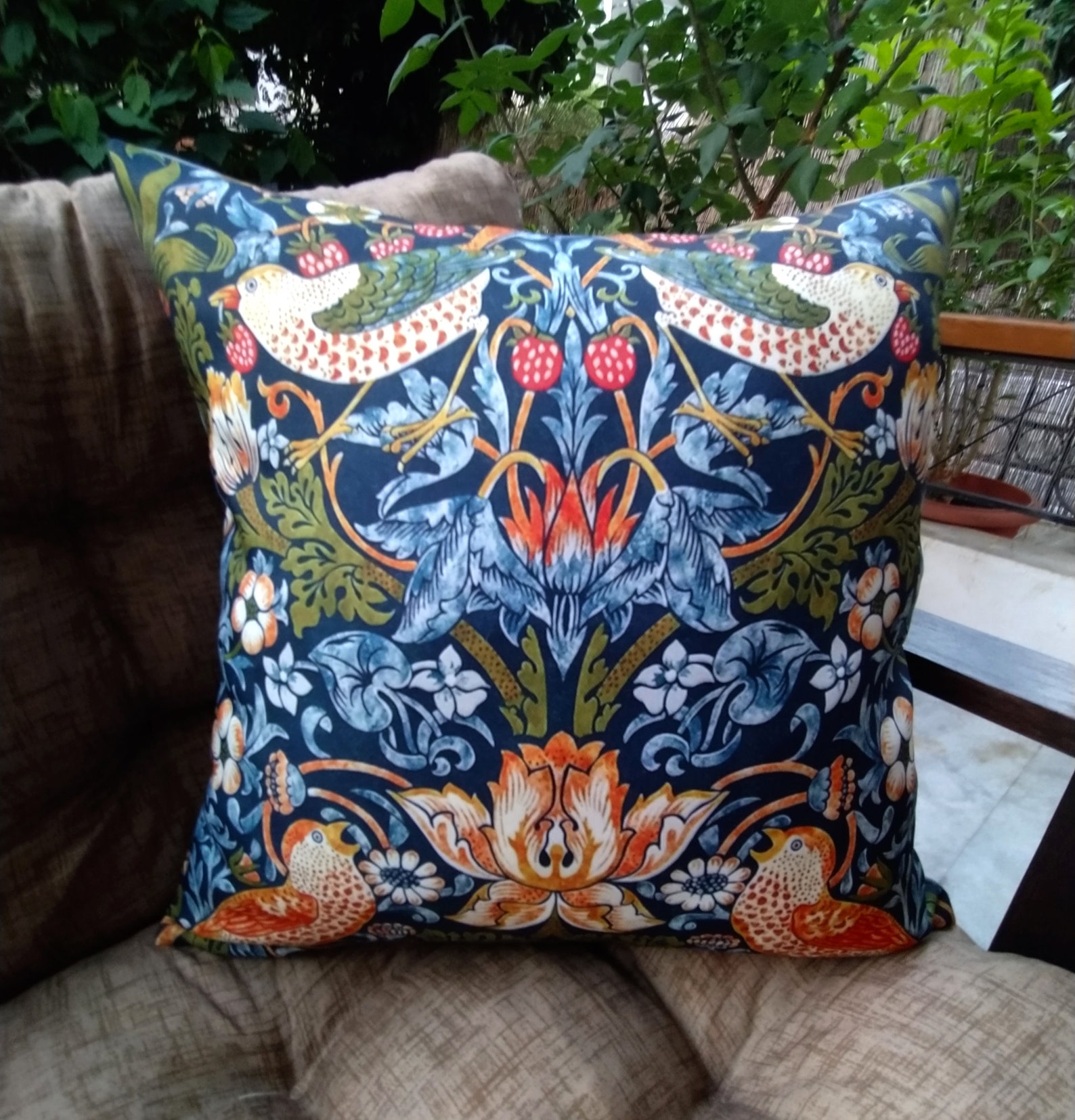 William Morris Vintage Throw Pillow Strawberry Thief Design Etsy