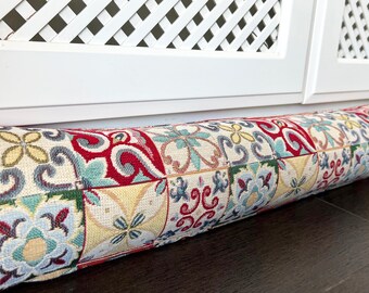 Tapestry Style Home Draught Excluder Fabric Door or Window Draft Guard Cushion 