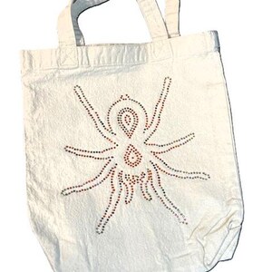 Rhinestone Spider Halloween Canvas Tote Bag