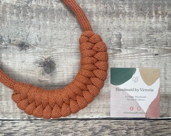 Chunky Pumpkin Woven Necklace with magnetic clasp