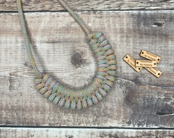 Rainbow woven necklace