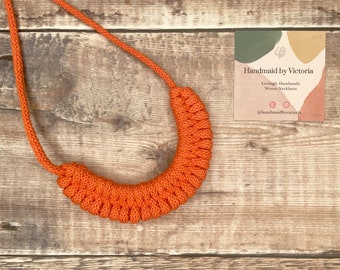 Orange Woven Necklace with Magnetic Clasp