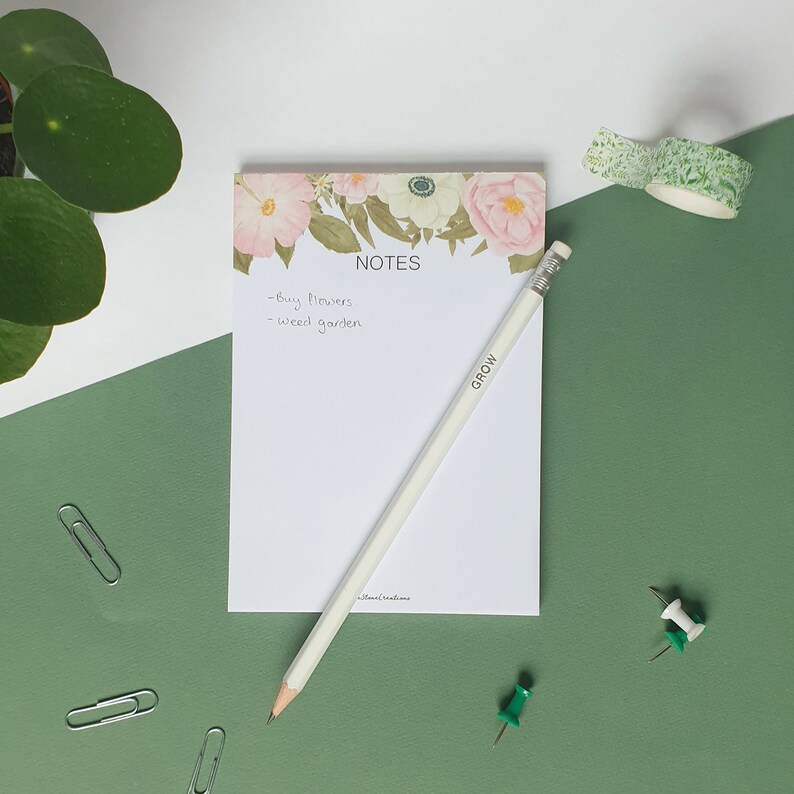 A6 Plain Glued Notepad Floral. Desk Pad Memo Pad Tearaway Etsy