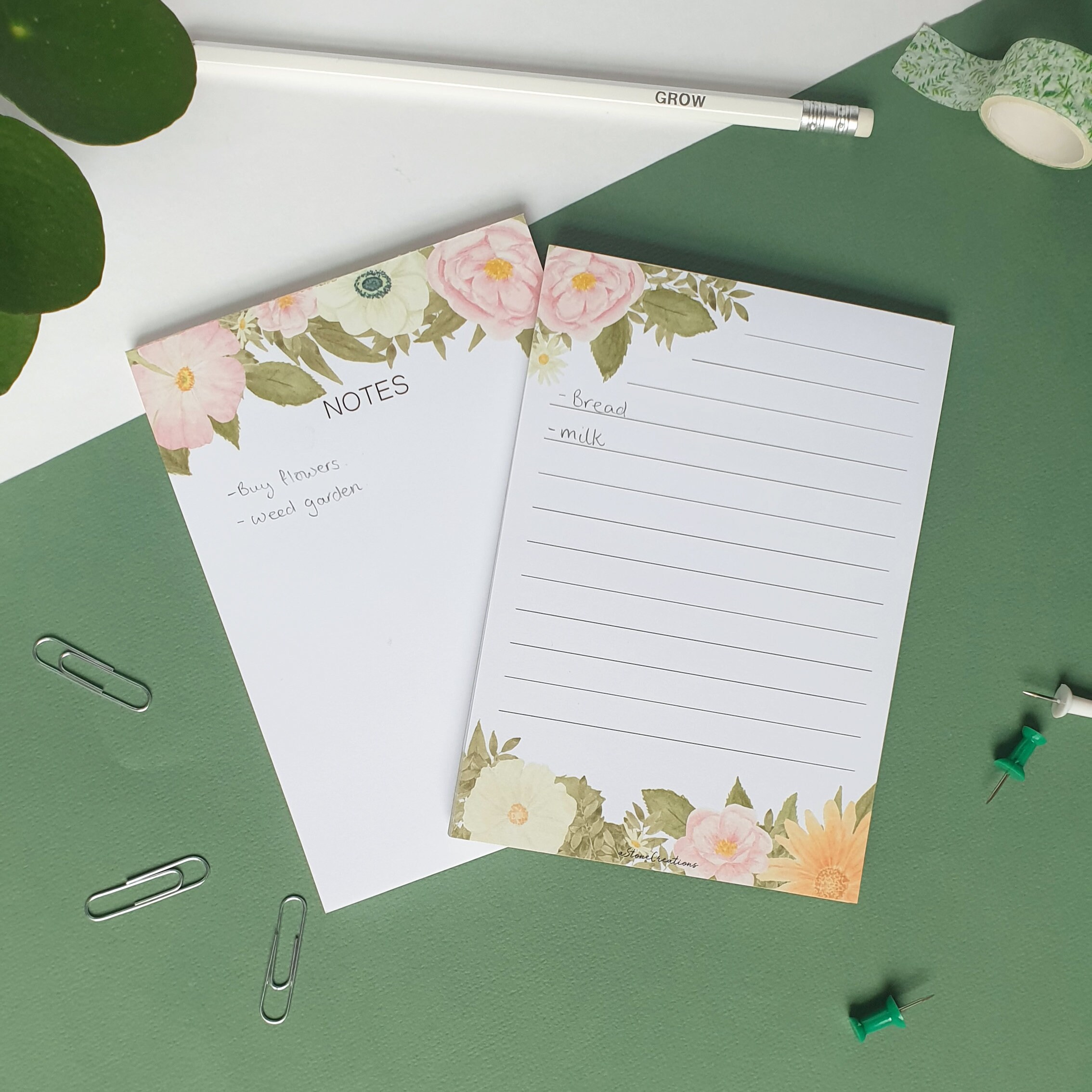 2 X A6 geklebt Notizblöcke Floral. Schreibtisch-Pad | Etsy