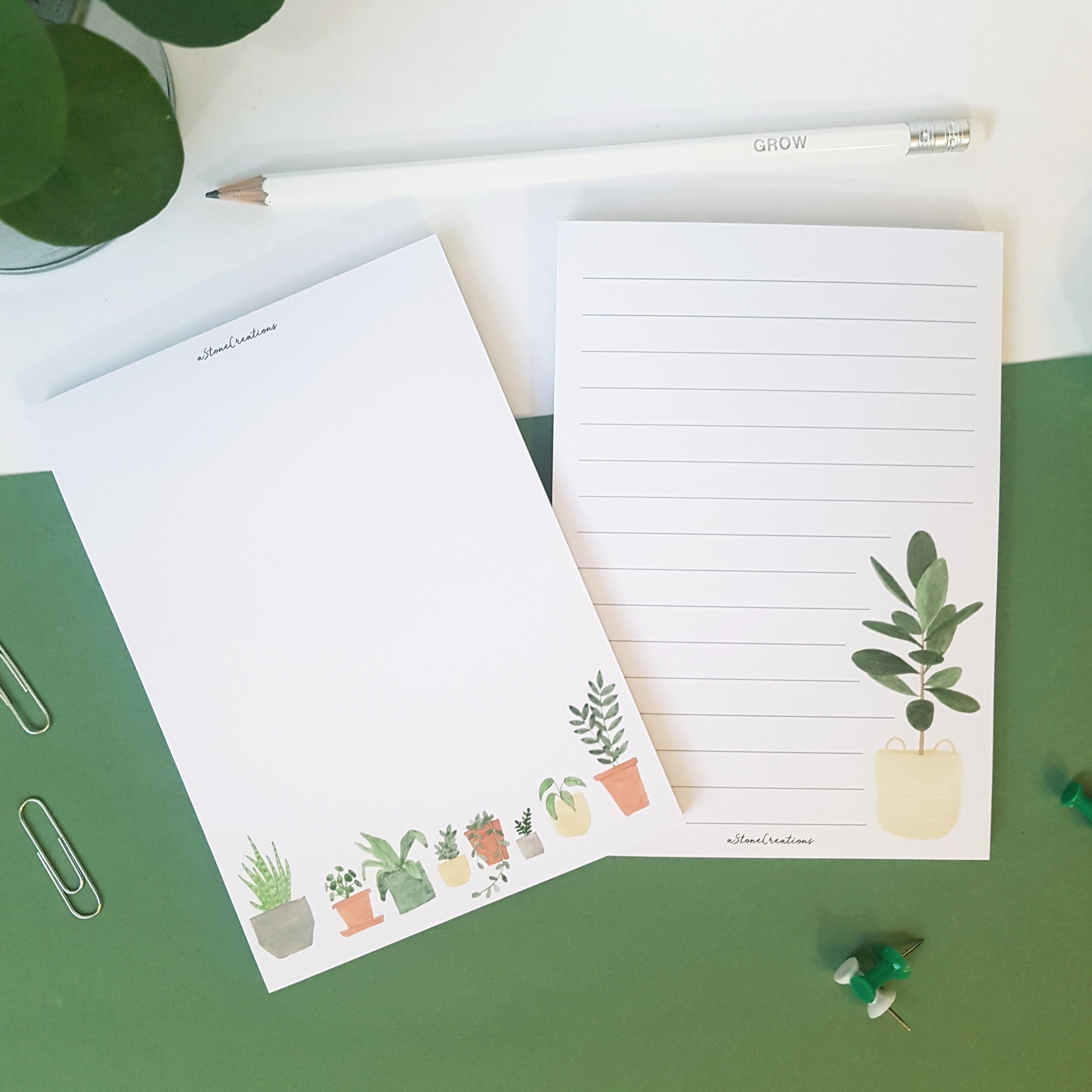 2 X A6 glued notepads Plants. Desk pad memo pad tearaway Etsy