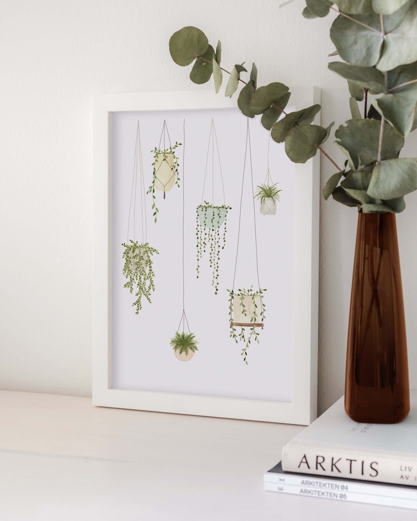 Hanging Plants Water Colour Print Portrait Wall Print Etsy