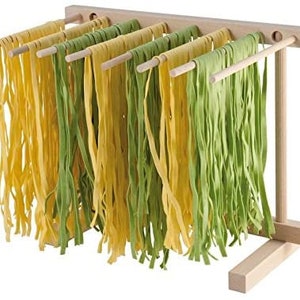 Collapsible Pasta and Noodle Drying Rack, Made in Italy, Natural Beechwood, 13.375 x 11.5-Inches
