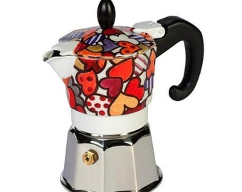 Vintage Espresso Kaffee Kocher Maschine kabellos 6 Tassen Retro Moka Maker beige 