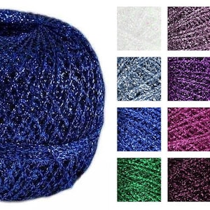  2PCS Metallic Crochet Thread,Metallic Thread Round Band Yarn,Lurex  Yarn with Metallic Shine,Crochet Thread Sparkle Metallic Yarn Shine Yarn  for Car Charm, Keychain Charm DIY Toys Decor