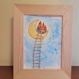HAND-PAINTED postcard with WATERCOLORS (Not a print)