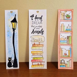 HAND-PAINTED bookmarks with WATERCOLORS (Not a print)