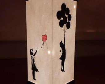 Hand painted Paper lamp, soft light: Banksy, graffiti, street art. Hand-painted paper lamp. Eco friendly, plastic free, portable.