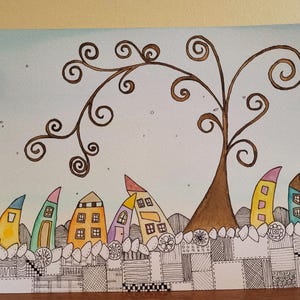 HAND-PAINTED postcard with WATERCOLORS (Not a print)
