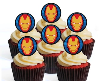 Large Edible precut Iron Man cake and cupcake toppers