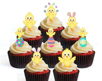Coloured Easter Eggs Fairy Bun Decorations Edible Stand-up Cup Cake Toppers