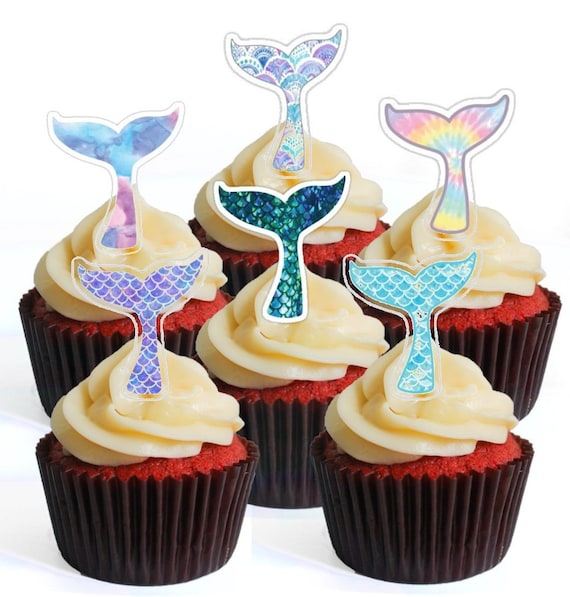 24 Mermaid Under The Sea Theme #1 Edible Cupcake Toppers-Wafer Decorations 