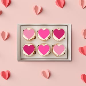 Adornos para cupcakes con forma de corazón de amor rosa: adornos comestibles para tartas de San Valentín