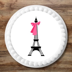Décoration de gâteau comestible Tour Eiffel PRÉDÉCOUPÉE - Décoration de gâteau sur le thème de Paris de 7 pouces
