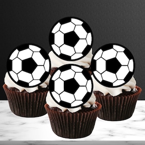 Decorazioni per cupcake commestibili a forma di pallone da calcio - Decorazioni per torte e biscotti a forma di pallone da calcio