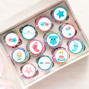 Garçon ou fille sexe révèlent Cupcake Toppers - décorations de gâteau de baby shower #2