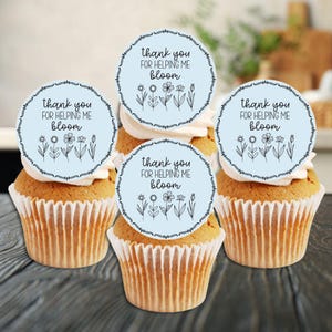 Toppers de cupcake comestíveis para professores - Obrigado por me ajudar a florescer Decorações de biscoitos e bolos nº 1